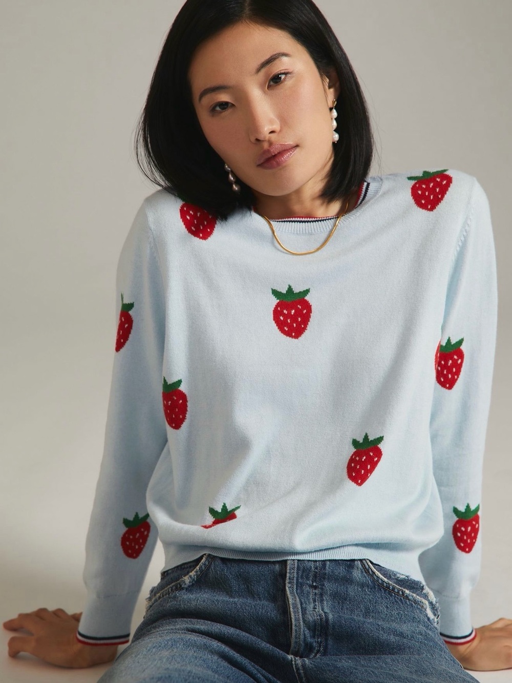 Clare V. Classic Strawberry Sweater Size Large